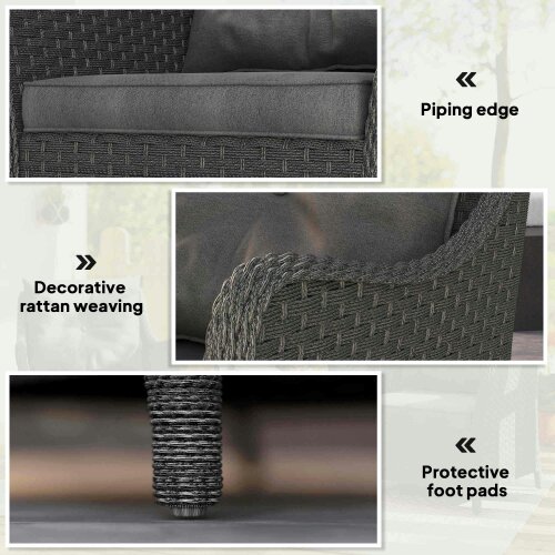 Wyld Haus Neluli Rattan Dark Grey Set Of 2 Outdoor Armchairs With Cushions Armrests And High Back