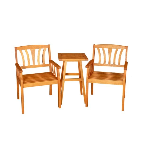 Samuel Alexander Outdoor Wooden Garden Slatted Side Table with 2 Chairs