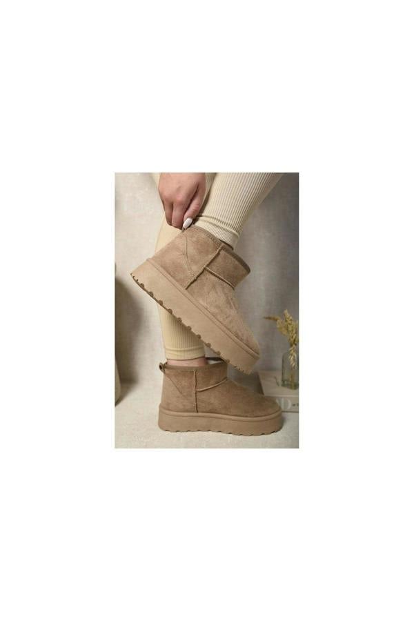 Jazlyn Faux Fur Lined Ankle Platform Mini Boots - Camel