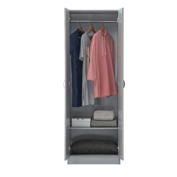 Timber Art Design Modern 2 Door Double Wardrobe with Hanging Rail – Bedroom Storage