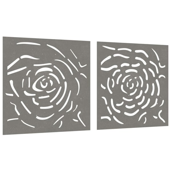 Berkfield Garden Wall Decorations 2 pcs 55x55 cm Corten Steel Rose Design