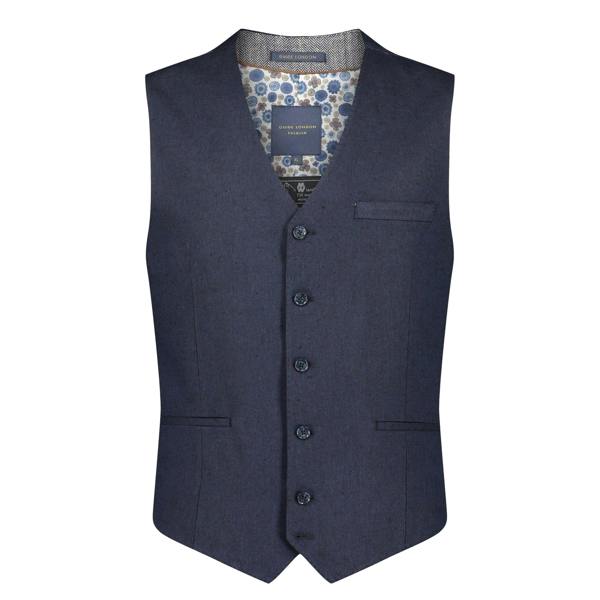 Guide London Mens Italian Cotton Blend Waistcoat - Navy - 