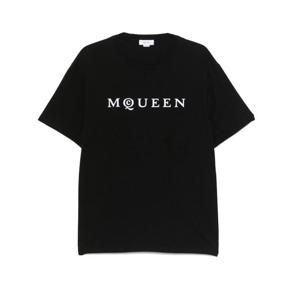 Alexander Mcqueen Flocked Logo T-Shirt   in  Black