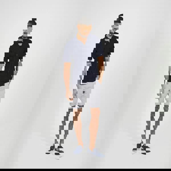 Brave Soul Navy Knitted Short Sleeve Shirt - Navy Image 3