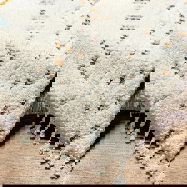 Livabliss Lofty-Shaggy Ivory Yellow Blue Vintage Boho Plush Soft Pile Fringe Rug