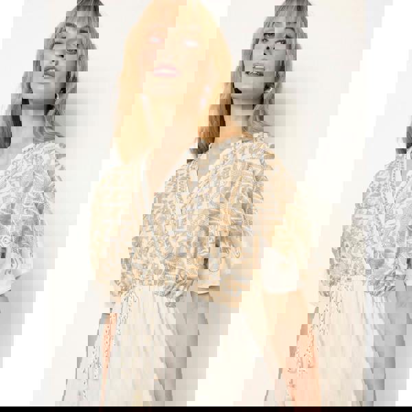 Blue Vanilla Metallic Embroidered Maxi Dress