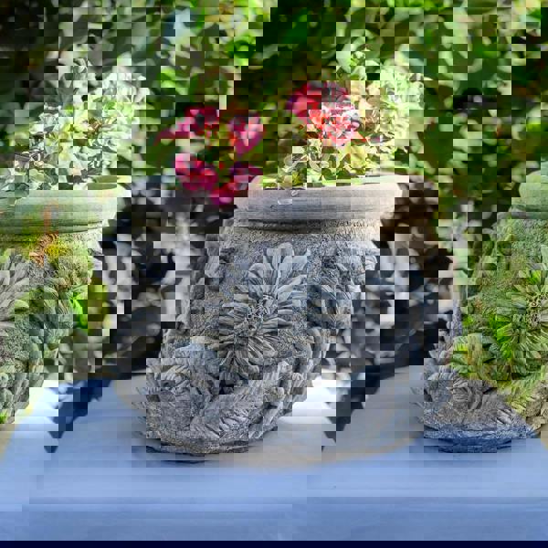 Floral Design Stone Cast Garden Plant Pot