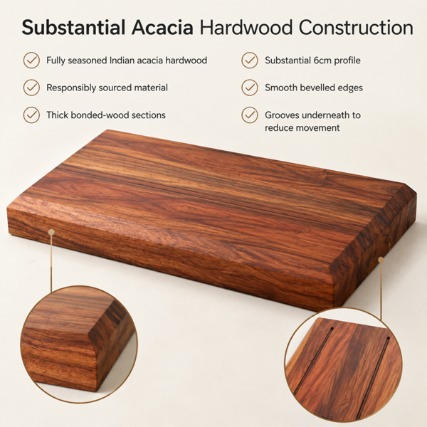 Downton Interiors Sussex Pro Chef Bevelled Edge Acacia Wood Chopping Board - Extra Large (70cm x 50cm)