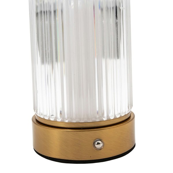 Brushed Gold Rechargeable Touch Dimmable Table Lamp with Ribbed Shade Image 3