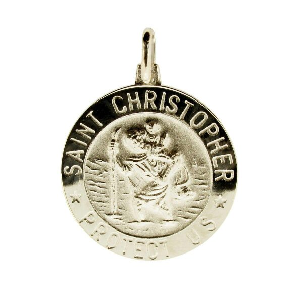 Christopher James of London Sterling Silver 21mm 3D St Christopher Pendant With Optional Engraving and Chain