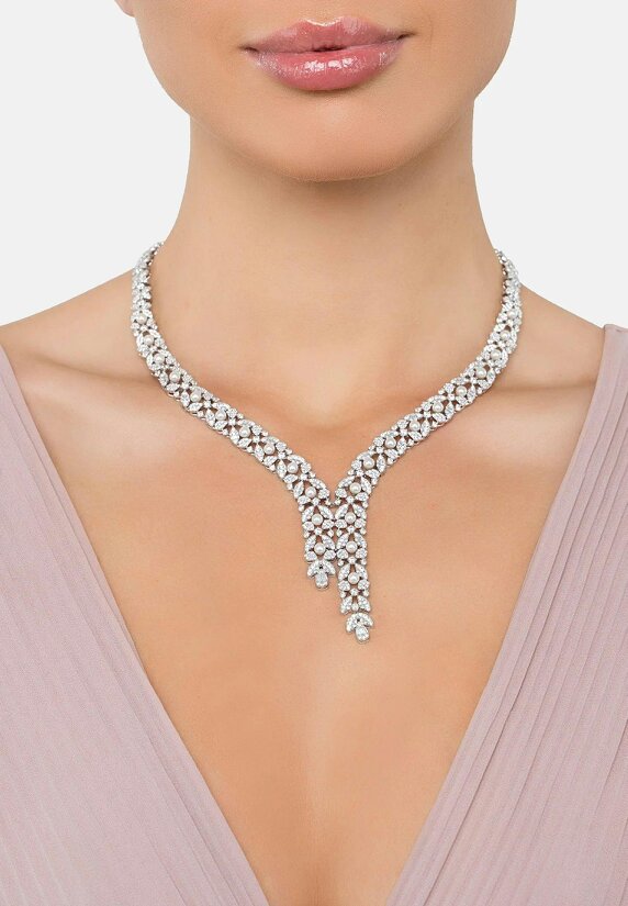 Latelita Marchioness Statement Necklace Pearl Silver