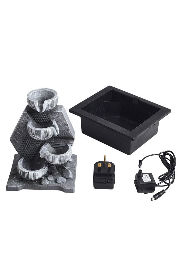 Living and Home Resin Feature Tabletop Water Fountain with LED Light