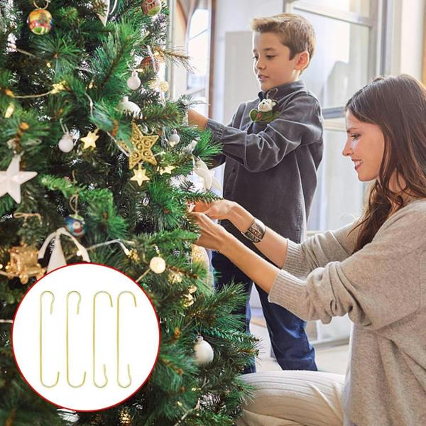 300Pcs Gold Tree Decoration Hooks for Christmas Ornaments, Reusable C-Shaped Metal Hangers image 3