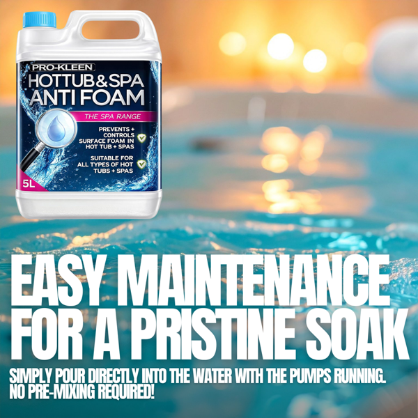 ProKleen Pro-Kleen Hot Tub & Spa Anti Foam for All Hot Tubs & Spas-Easy to Use 5L, Clear (5 Litres)