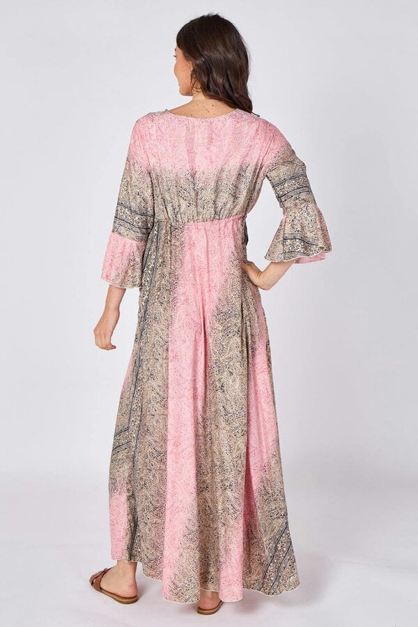 Boho Paisley Maxi Dress – Adjustable Tie Waist