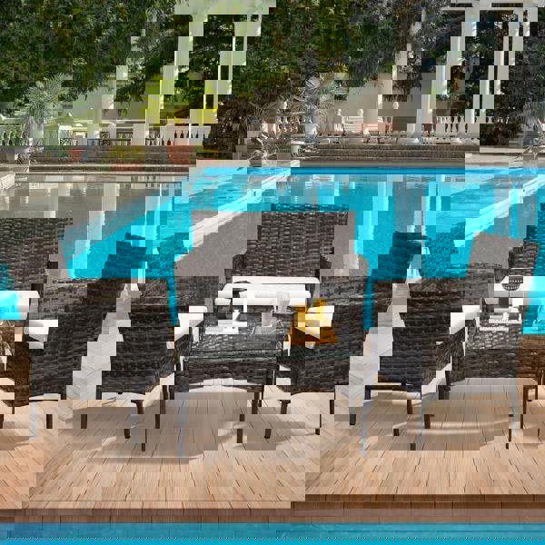 Leaper Grey 4 Seater Rattan Dining Set with Soft Cushions