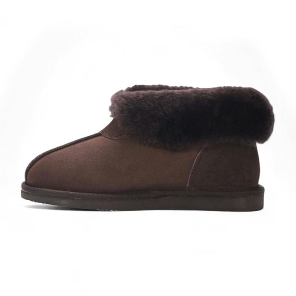 Infinity Leather Women's Sheepskin Suede Ankle Brown Slip-On Bootie Winter - Glacier