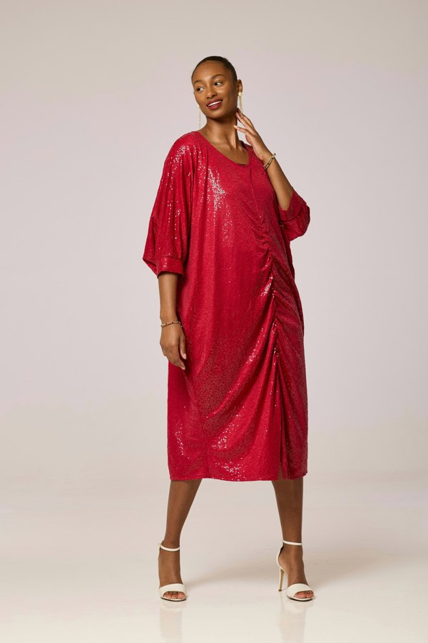 Lioness by TF Sequined Midi Dress - Cherry Red