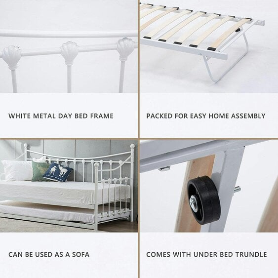 Kosy Koala Daybed without Trundle White 3ft Single Bed Metal Bedroom Living Room