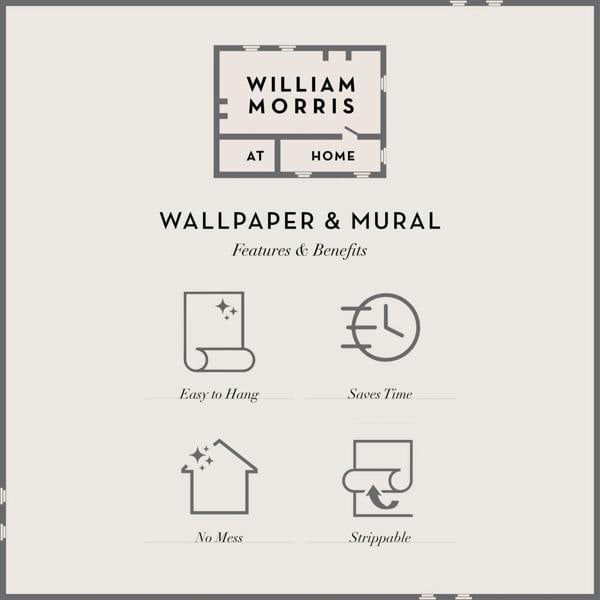 William Morris At Home Strawberry Thief Fibrous Wallpaper | Sage