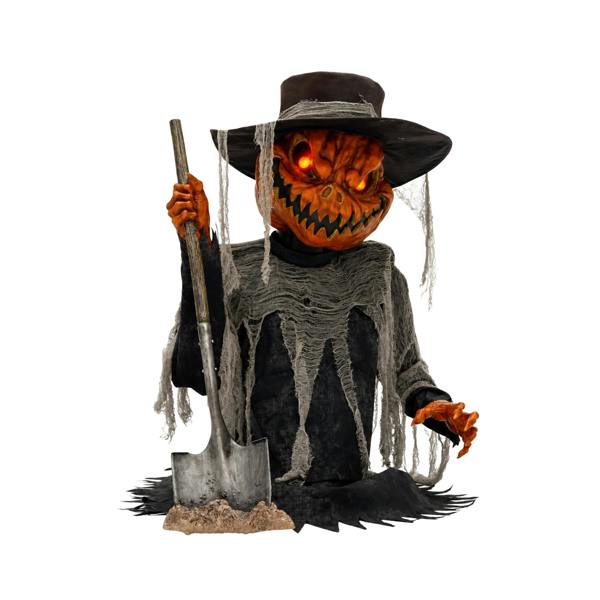 Samuel Alexander 3ft Tall Pop-up Pumpkin Scarecrow Halloween Animatronic Decoration with LEDs