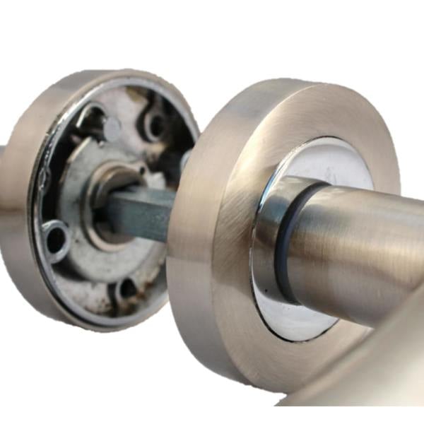 EDH Door Hardware EDH Duo Twist Door Handles – Satin Chrome Lever on Round Rose – Modern Internal Door Handles 4 Pairs