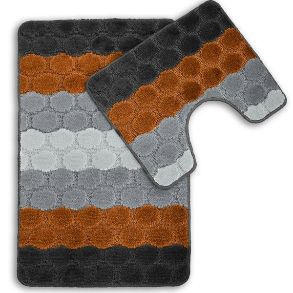 Velosso Hex Stripe Bathmat Set Anti Slip