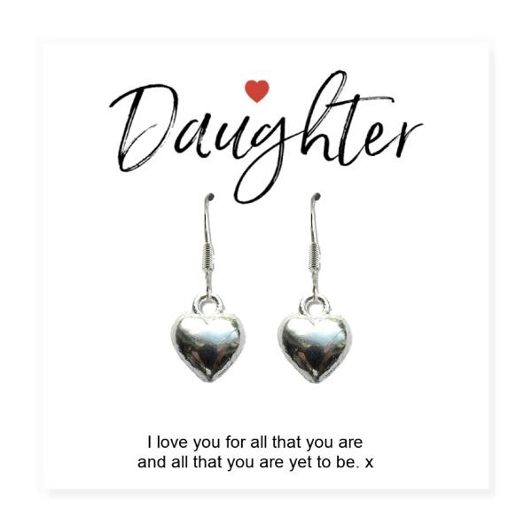 Aye Do Gifts Daughter Heart Earrings with Gift Card - Perfect Gift for Any Occasion