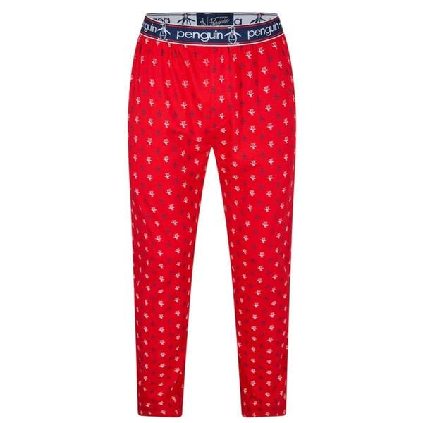 Original Penguin Mens Jersey All Over Logo Pyjama Bottoms - Red - 
