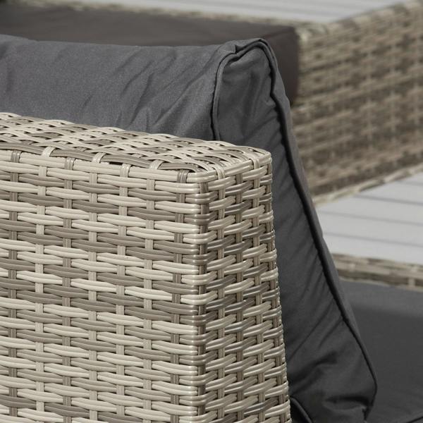Wyld Haus Vaneno Rattan Light Grey 5 Seater Outdoor Corner Sofa And Coffee Table Set With Cushions