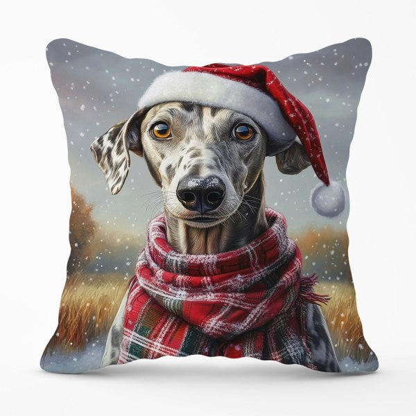 Warren Reed Snowy Christmas Greyhound Cushion