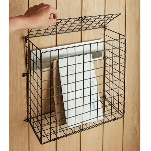 Dyzi Metal Letter Cage Door Mounted Mail Catcher with Flip-Up Lid
