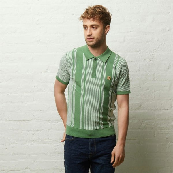 Gabicci V54GM04 Mens Dante Short Sleeve Pattern Knitted Polo Gabicci Vintage - VERDE