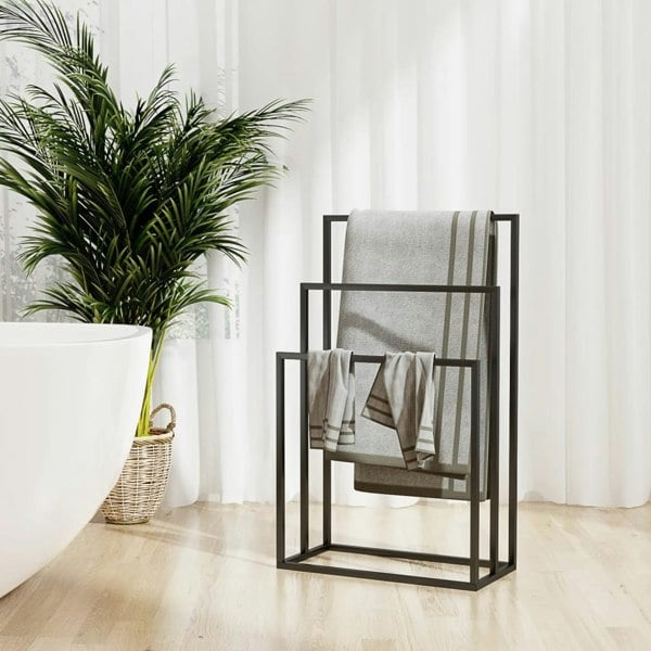 Berkfield Freestanding Towel Rack Black 48x24x79 cm Iron