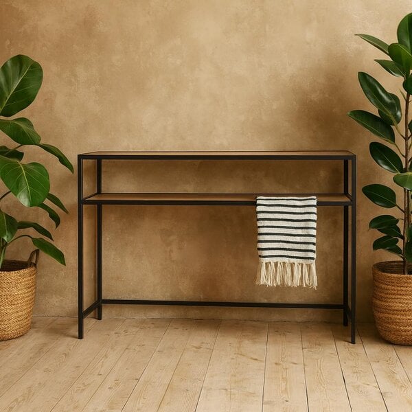 Wyld Haus El Paso Black Metal and Wild Oak Veneer Console Table