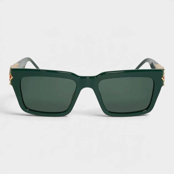 Casablanca Gold Plated Monogram Plaque Sunglasses Green