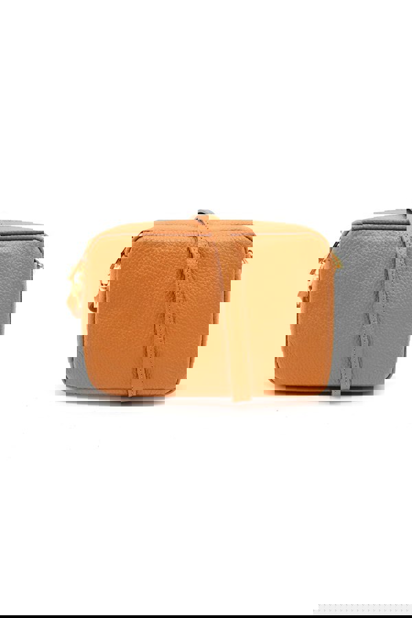 Kitise Italian Genuine Leather Crossbody Bag with Double Zipper Compartments