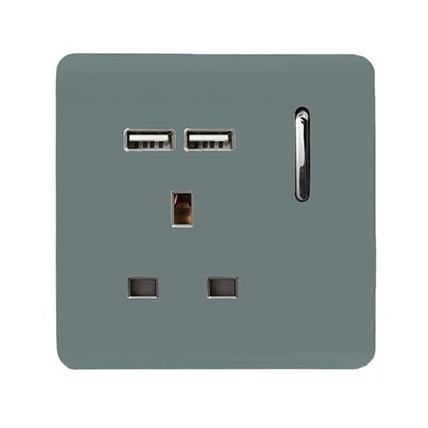 Trendi Switch 1 Gang USB 2100mA Plug Socket in Cool Grey