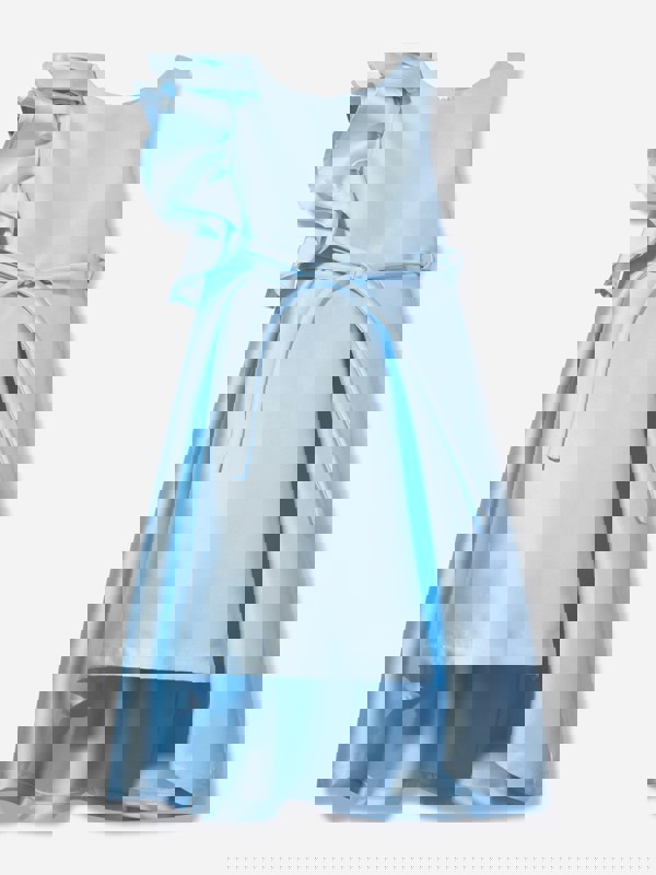 Mama Luma Girls Large Bow Occasion Dress in Blue