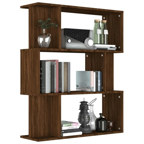 Berkfield Book Cabinet/Room Divider Brown Oak 80x24x96 cm Engineered Wood