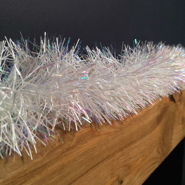 Samuel Alexander 2m x 10cm Festive Tinsel Garland Christmas Tree Decoration Iridescent White