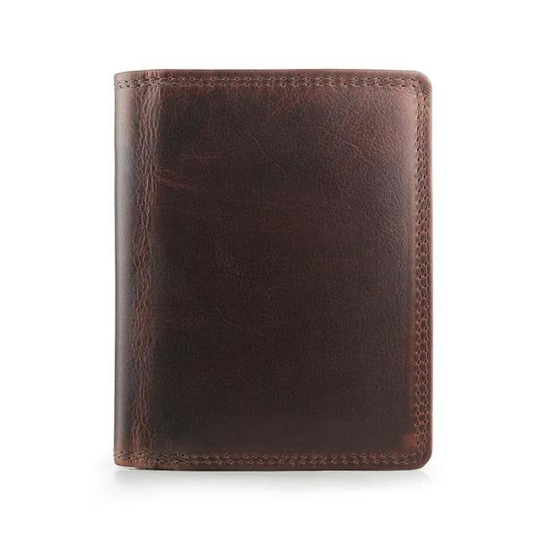 Brown Leather Trifold Wallet for Men