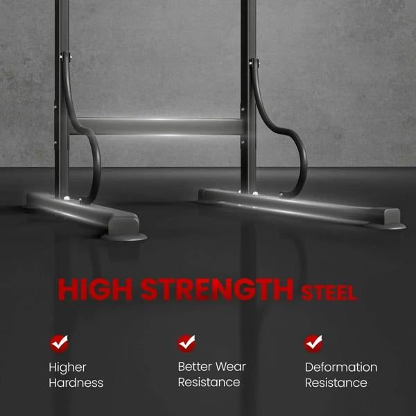 Power tower pull-up station base with support bars and non-slip foot pads