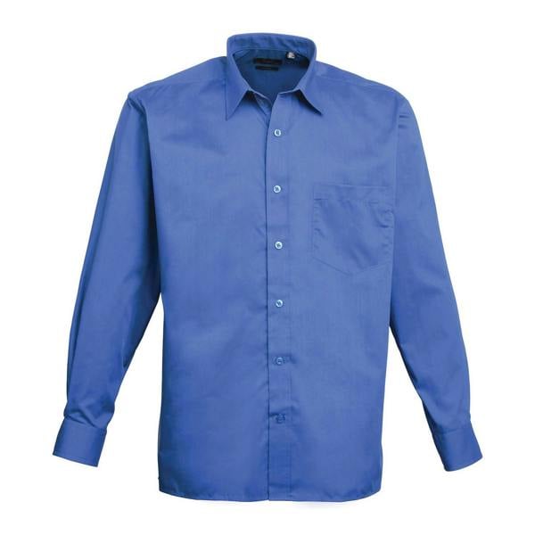 Premier Mens Poplin Long-Sleeved Shirt - Royal Blue