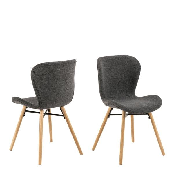Furniture To Go Corby Round Dining Table with White Polished Marble Top & Black Base includes 4 Batilda Dining Chairs in Grey/Oak