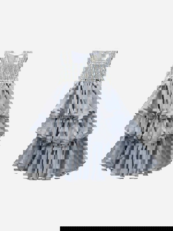 Maison Ava Girls Lumi Icy Occasion Dress in Grey