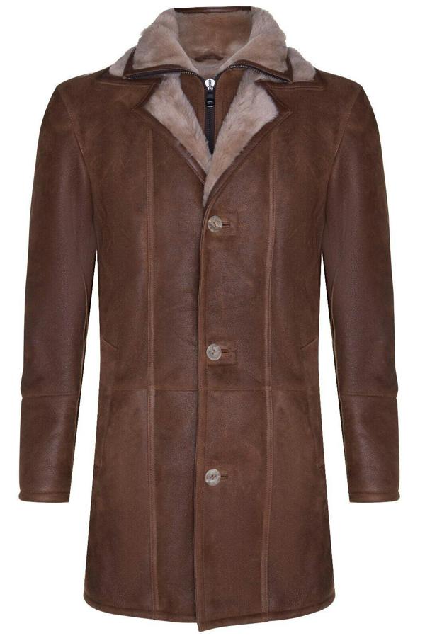 Infinity Leather Mens Warm Shearling Sheepskin Leather Coat-Florence