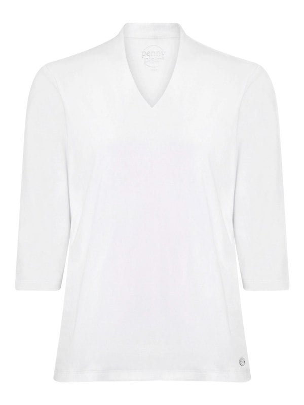 PennyPlain High Back V-neck Top - White