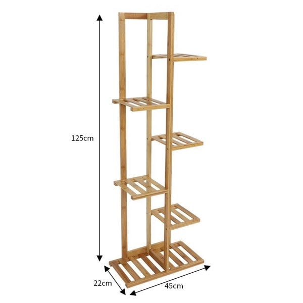 5/6 Tier Flower Stand Plant Pot Display Ladder Shelves Bamboo Shelf Storage Rack Bookcases & Standing Shelves Living and Home