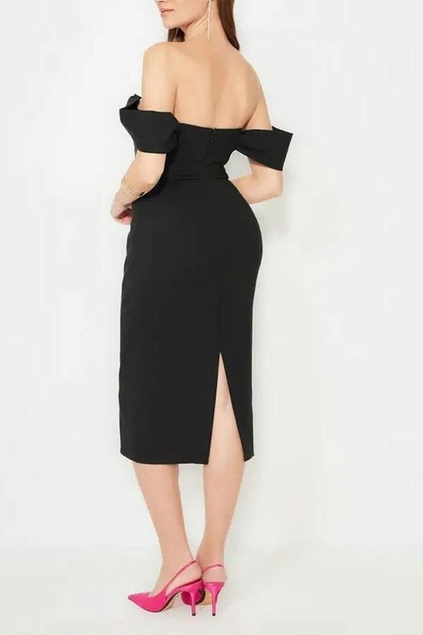 WOVCOR Corset Detail Woven Elegant Evening Dress